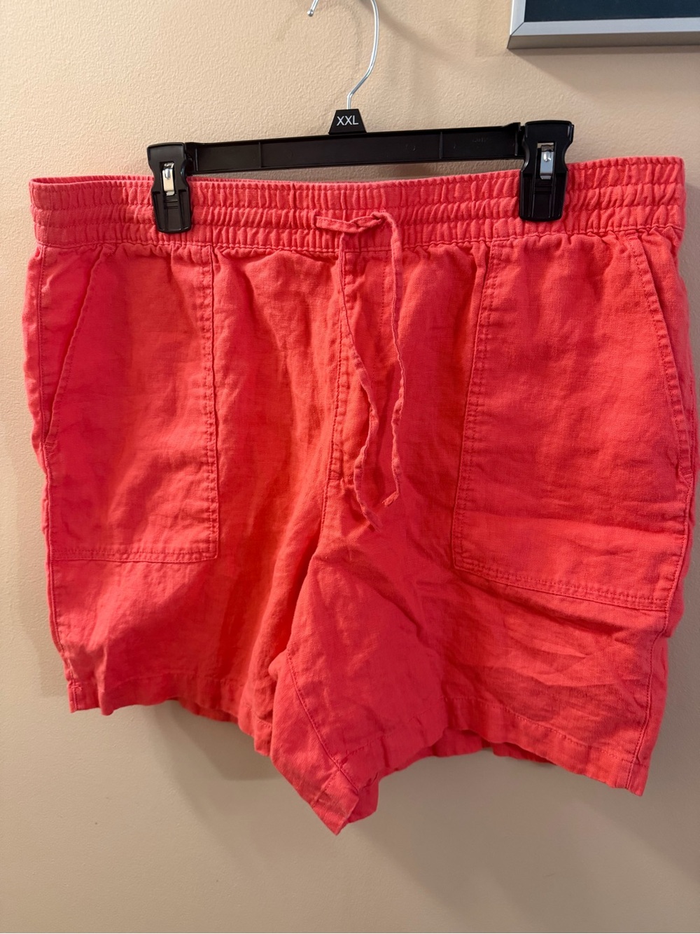Lands End Drawstring Linen-Blend Shorts - Coral size L